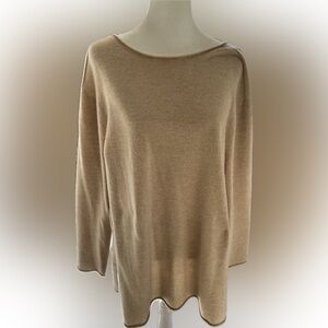 Eileen Fisher Women’s Beige Boatneck Cashmere Tunic Sweater